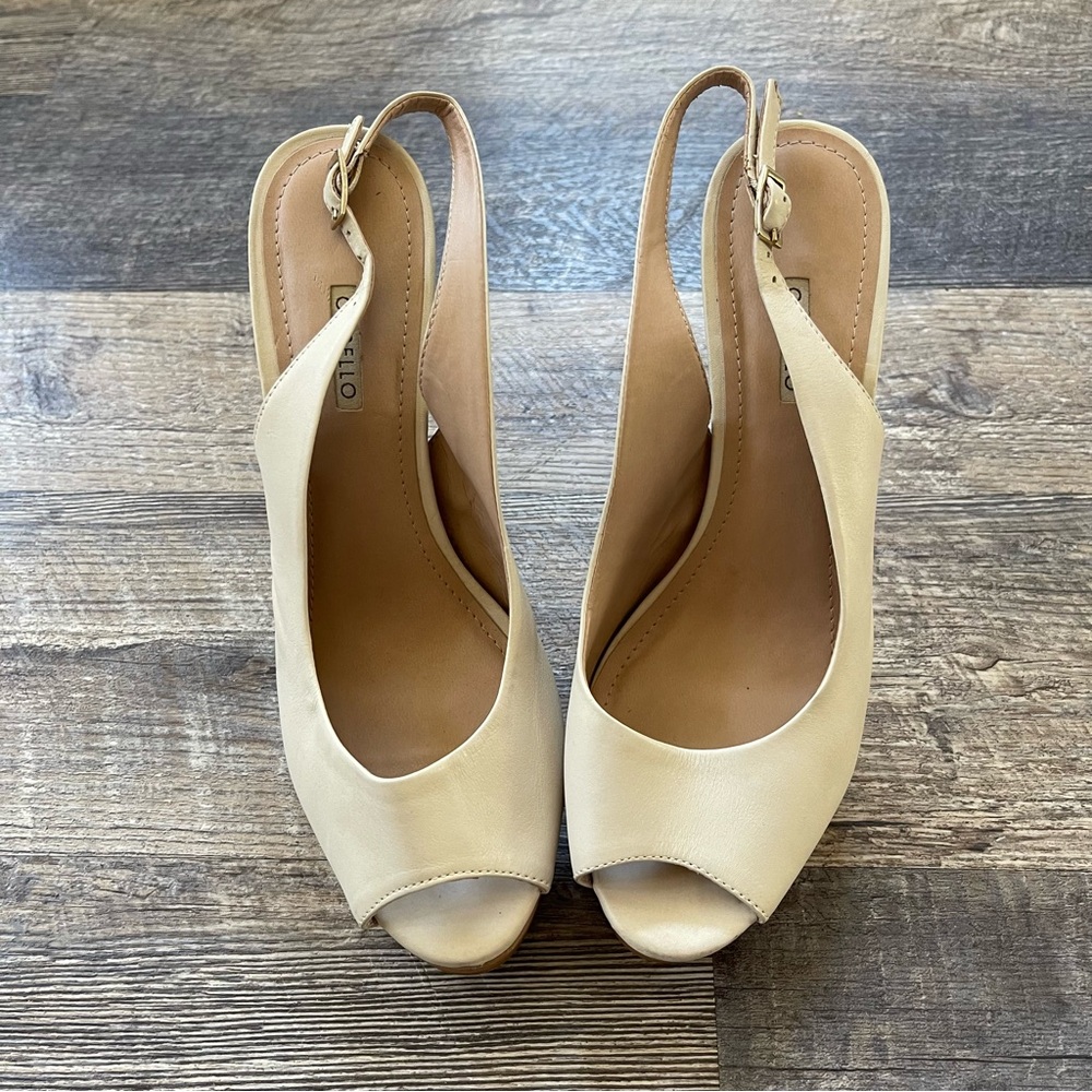 Corello Cream Peep Toe Platform Slingbacks – Size 37 (US 8)